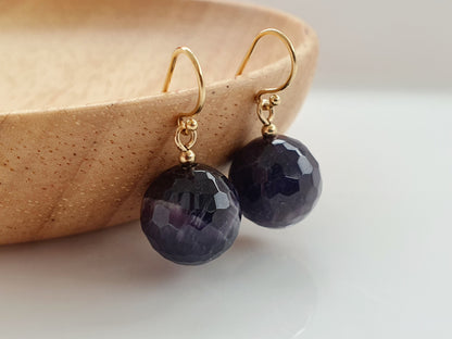 Gold filled Amethyst Disco Ball Earrings