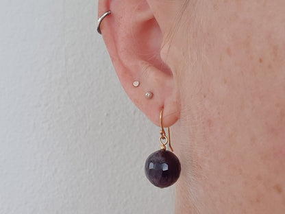 Gold filled Amethyst Disco Ball Earrings