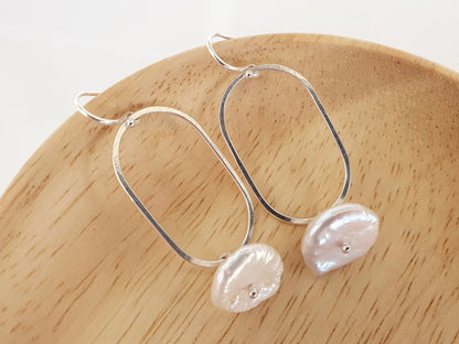 Pearl Oval Earrings