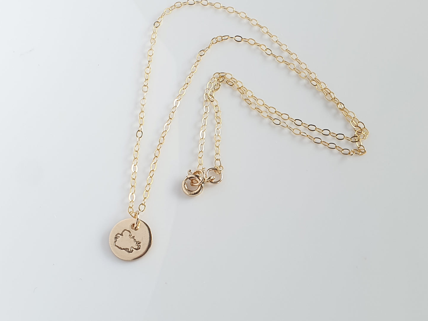 Gold filled Antigua Map Charm Necklace