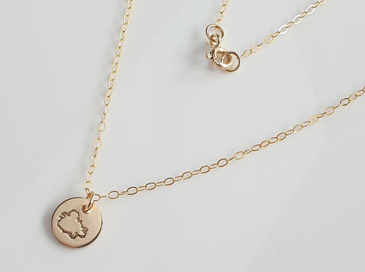 Gold filled Antigua Map Charm Necklace