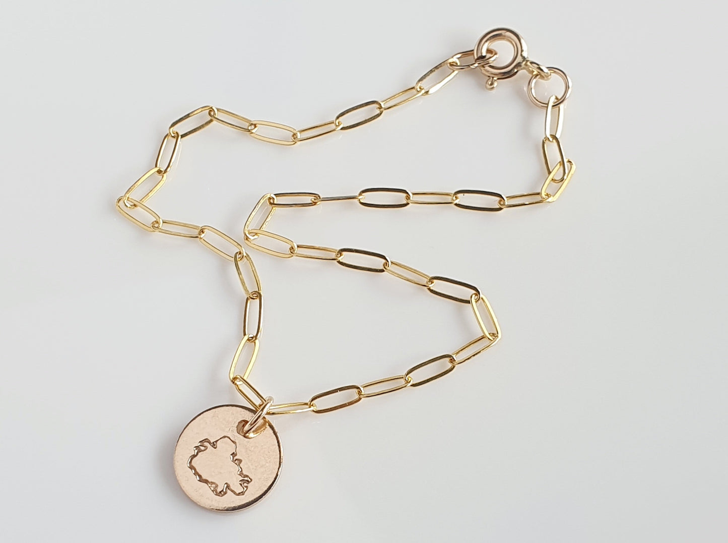 Gold filled Antigua Map Charm Bracelet