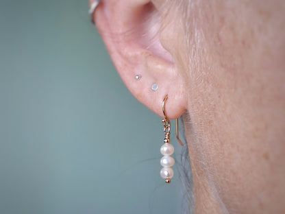 Gold filled Triple Pearl Earrings