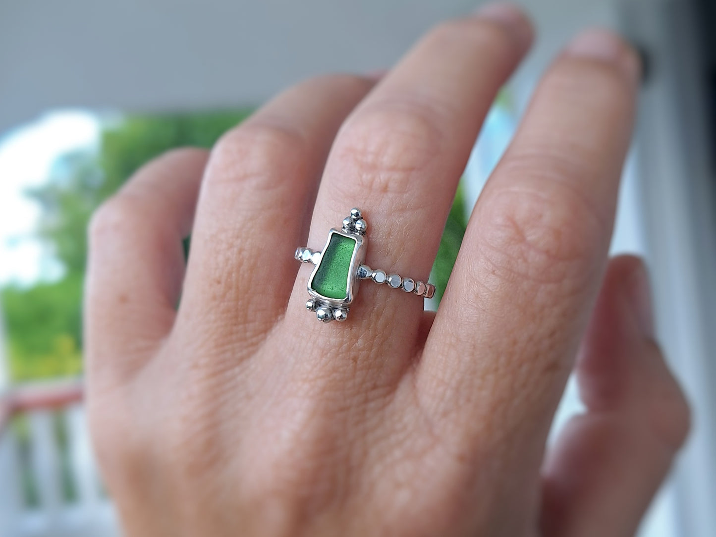 Granular Sea Glass Ring