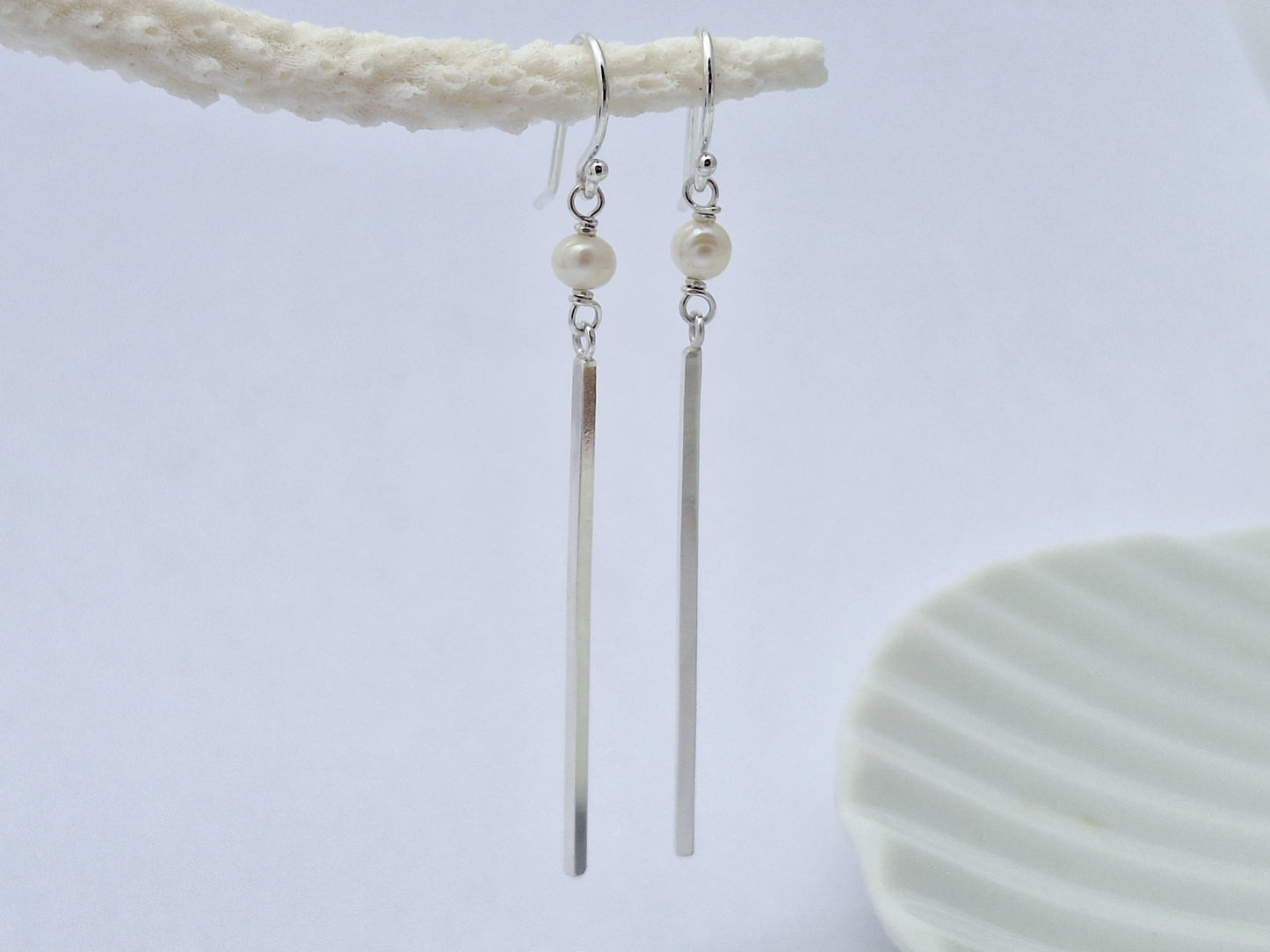 Pearl Bar Drop Earrings