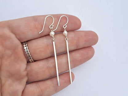 Pearl Bar Drop Earrings