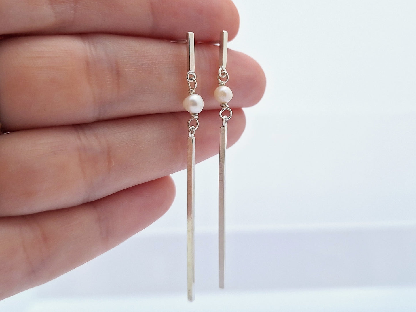 Pearl Bar Post Earrings