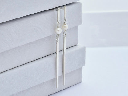 Pearl Bar Post Earrings