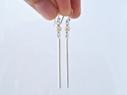 Pearl Bar Drop Earrings