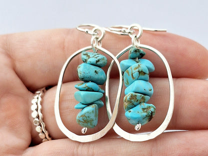 Oval Blue Bar Earrings