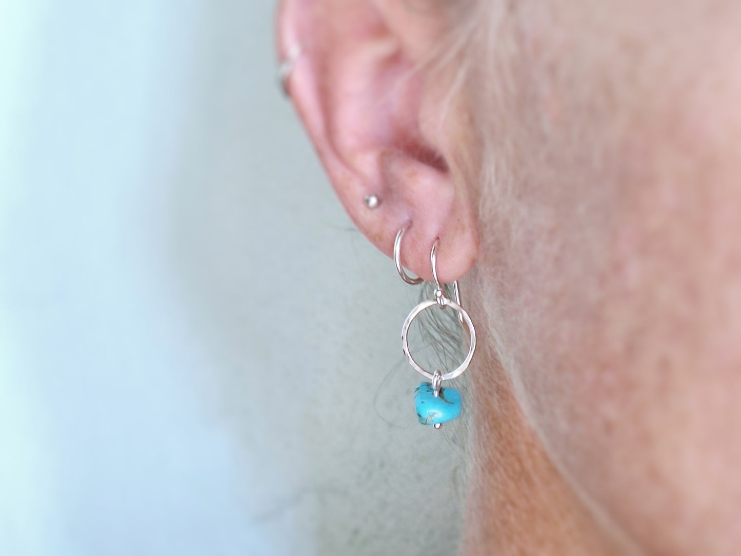 Blue Droplet Circle Earrings