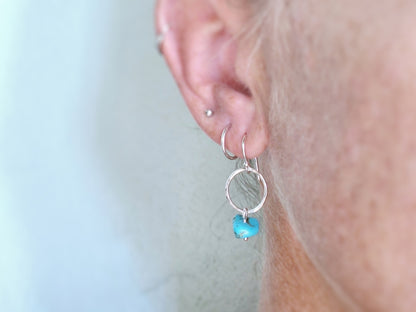 Blue Droplet Circle Earrings