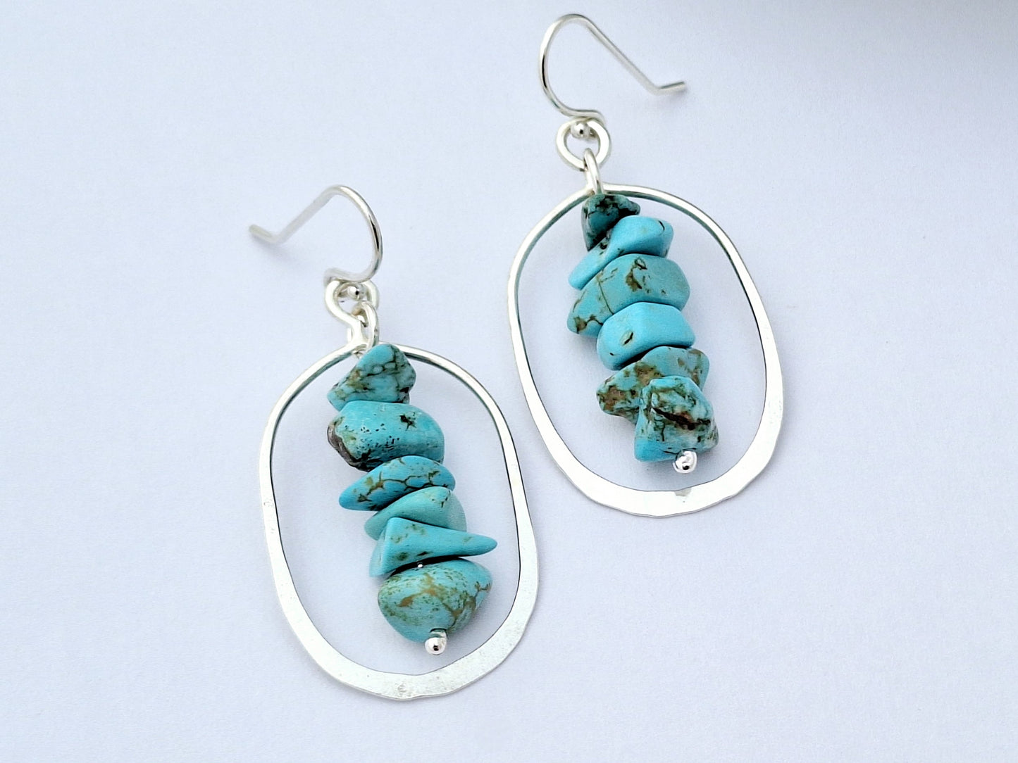 Oval Blue Bar Earrings